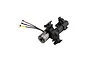 FMS V1 gearbox assembly with an attached Predator motor featuring three wires with bullet connectors against a white background.