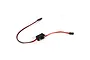 A black RC receiver on/off switch with red and black wiring and two connectors against a white background.