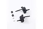 FMS V2 front portal assembly set including two portal housings, two wheel nuts, and two metal pins on a white background.