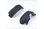 Two black plastic front fender liners for an RC vehicle, shown from a high-angle perspective against a white background.