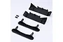 FMS chassis side plates and rock sliders set with mounting screws on a white background.