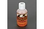 A bottle of TLR 35 weight silicone shock oil with a white cap, featuring the Team Losi Racing logo on an orange label against a dark grey background.