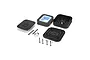 Losi complete air filter assembly kit including plastic housing, foam filter elements, screws, and mounting hardware on a white background.