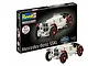 Revell 1/32 scale Mercedes-Benz SSKL model car starter kit box and assembled model on white background.