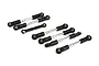 A set of Losi RC turnbuckles with metal rods and black plastic ball ends arranged on a white background.