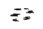 A collection of black metal cap head screws arranged in five small groups on a white background.