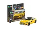 Revell 1/24 scale Mercedes-AMG GT plastic model kit box and a fully assembled yellow model car on a white background.