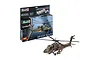 Revell 1/72 scale AH-64A Apache helicopter plastic model kit box and a fully assembled, painted model helicopter.
