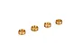Four small cylindrical brass bushings arranged in a row against a white background.