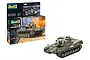 Revell 1/35 scale Leopard 1 plastic model tank kit box and a fully assembled, painted model tank on a white background.
