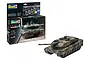 Revell 1/35 scale Leopard 2 A6/A6NL model tank kit box and a fully assembled, painted model tank on a white background.