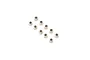 Ten silver-coloured metal nyloc nuts arranged in a loose cluster against a plain white background.