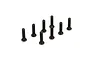 A set of eight black metal countersunk screws arranged in a loose group against a white background.