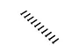 A set of ten black button head screws arranged in a diagonal line on a white background.