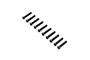A set of ten black metal button head screws arranged in a diagonal line against a white background.