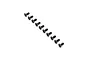 A set of ten black metal countersunk head screws arranged in a diagonal line on a white background.
