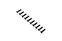 A set of ten black metal countersunk head screws arranged in a diagonal line against a white background.