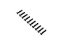 A set of ten black countersunk head screws arranged in a diagonal line against a white background.