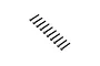 A set of ten black metal cap head screws arranged in a diagonal line against a white background.