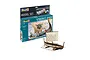 Revell 1/50 scale Viking Ship plastic model starter kit box and a fully assembled model ship on a white background.