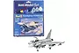 Revell 1/144 scale Eurofighter Typhoon plastic model starter kit with packaging and a fully assembled model.