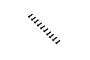 A set of ten black metal cap head screws arranged in a diagonal line against a white background.