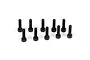 Ten black metal cap head screws arranged in two rows against a white background.