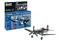 Revell 1/32 scale Vought F4U-1A Corsair model kit box and a fully assembled, painted model aircraft on a white background.