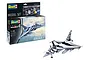 Revell 1/48 scale Dassault Rafale C model kit box and a fully assembled, painted model aircraft on a white background.