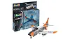 A Revell 1/48 scale F-86D Sabre Dog plastic model kit box displayed next to a fully assembled and painted model aircraft.