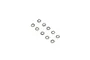 A set of ten small silver-coloured metal locking washers arranged in a grid pattern against a plain white background.