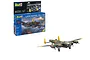 Revell 1/72 scale Avro Lancaster Mk.I/III plastic model kit box and a fully assembled, painted model aircraft on a white background.