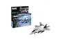 Revell 1/72 scale Lockheed Martin F-22A Raptor model kit box and a fully assembled, painted model aircraft on a white background.