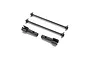 A set of two metal RC dogbone driveshafts and two matching drive cups for a Losi 8XE RC vehicle.