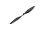 A black two-blade RC airplane propeller for the E-Flite UMX Slow Ultra Stick, shown against a white background.