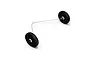 A replacement landing gear set for an E-Flite UMX Slow Ultra Stick, featuring a thin metal wire frame and two black foam wheels.