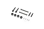A set of Losi Micro-B RC drivetrain spare parts including drive shafts, axles, wheel hexes, pins, and washers on a white background.