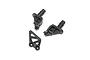 A set of black plastic RC motorcycle parts including two foot pegs and one chain guard for the Losi Promoto-SM.