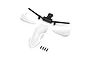 Losi Promoto-SM RC motorcycle spare parts including white front fender, white handguards, black handlebars, and four small mounting screws.