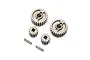Axial 32P portal gear set including two large 27T gears, two small gears, and two metal pins on a white background.