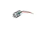 Axial 21T brushed electric motor for RC vehicles, featuring a silver metal casing with a green label and red and black wires with bullet connectors.