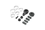 Losi servo saver parts kit including plastic arms, metal clips, and a screw on a white background.