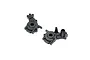 Two black plastic Losi transmission case halves for an RC vehicle, shown from different angles on a white background.