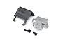 Losi 22S Sprint interior and seat set including a black dashboard, grey seat, and two small black trim pieces on a white background.