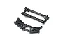 Two black plastic RC car bumper mount components from Losi, shown on a white background.