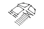 A set of black plastic RC wing mount components for the Losi 22S Sprint, including frames, braces, and support rods on a white background.