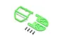 Losi green wheelie bar components including a frame, two side plates, and four black screws on a white background.