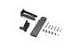 A Pro Boat rudder set for the Sonicwake 24 inch RC boat, including a black plastic rudder blade, mounting bracket, control arm, and various metal screws and nuts.