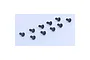 A set of ten black button head screws arranged on a plain white background.