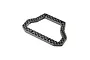 A black carbon fiber center bulkhead brace for a TLR 22X-4 RC car, featuring a trapezoidal shape with four mounting holes.